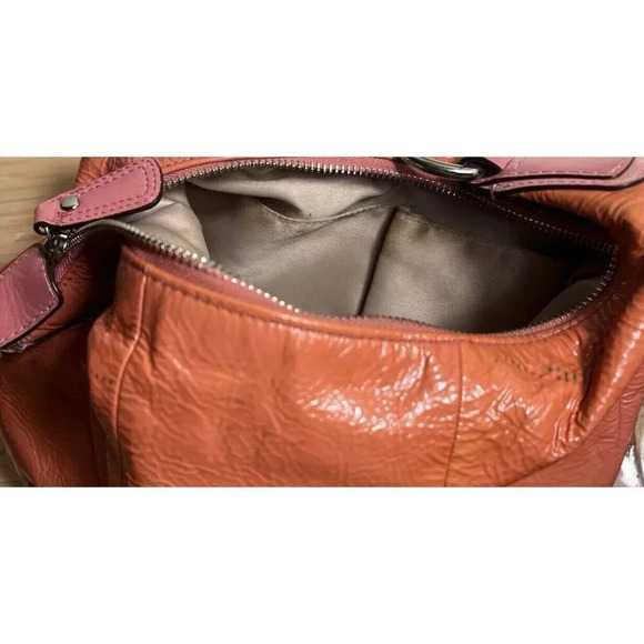 Coach Kristin Patent Leather Shoulder Bag Purse Coral Hobo 19299 AS IS - Picture 6 of 12